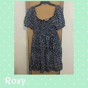 Roxy Navy and White Patterned Dress
